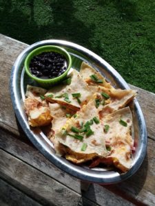 Ham, Cheese & Scrambled Egg Quesadillas with Black Beans. By Cheri Majors