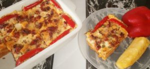 Spicy Pepper Cheese & Chorizo Egg Strata. By Cheri Majors